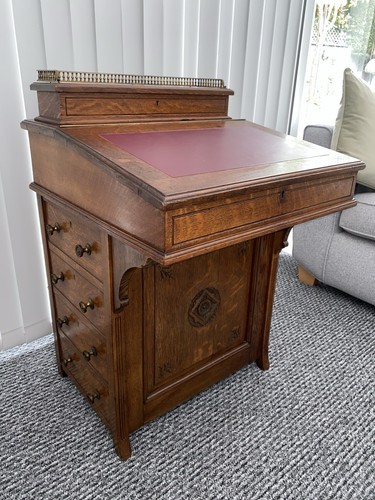 Antique oak davenport writing - antique,